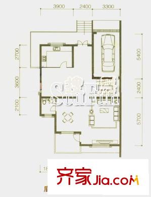 翠海名家園戶型圖一期別墅戶型圖 1室2廳1衛(wèi)1廚