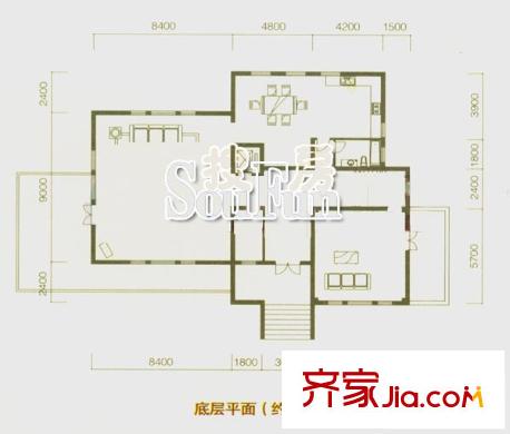 翠海名家園戶型圖名家別墅06（底層） 5室2廳5衛(wèi)1廚