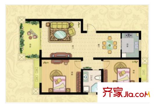 竹山雅居戶型圖戶型圖 2室 2室2廳1衛(wèi)1廚