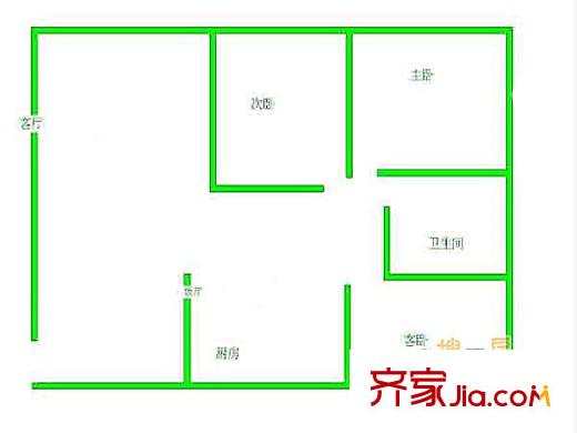 竹山雅居戶型圖戶型圖 3室 3室2廳1衛(wèi)1廚