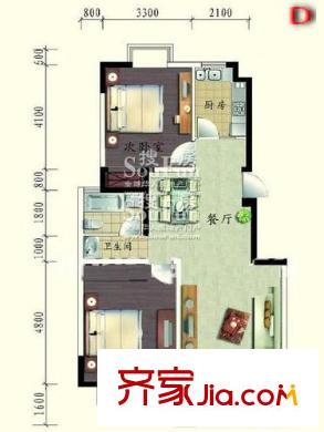中北品閣戶型圖戶型圖 2室 2室2廳1衛(wèi)1廚