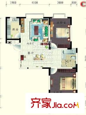 中北品閣戶型圖戶型圖 2室 2室2廳1衛(wèi)1廚