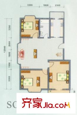 燕康園戶型圖戶型圖 3室 3室2廳1衛(wèi)1廚