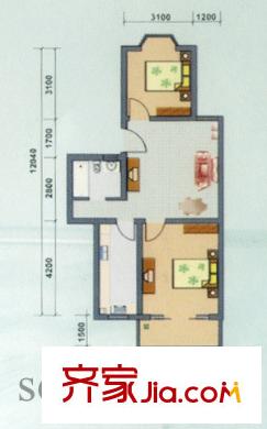 燕康園戶型圖 戶型圖 2室 2室2廳1衛(wèi)1廚