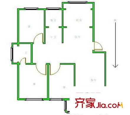 公園新寓戶型圖戶型圖 3室 3室2廳2衛(wèi)1廚