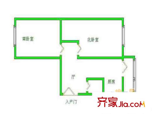 電站村戶型圖戶型圖 2室 2室1廳1衛(wèi)1廚