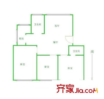雅舍園戶型圖戶型圖 3室 3室2廳1衛(wèi)1廚