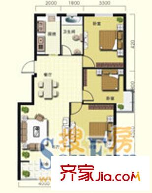 新亭蘭苑戶型圖三房 3室2廳1衛(wèi)1廚