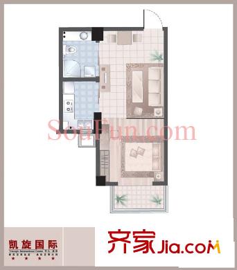 凱旋國際戶型圖戶型圖 1室 1室1廳1衛(wèi)