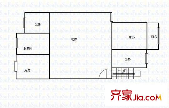 興隆紡織公寓戶型圖戶型圖 3室 3室2廳1衛(wèi)1廚