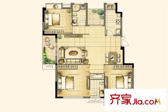 武夷名仕園4#-8#、13#、14#、15#標(biāo)準(zhǔn)層C1戶型 4室2廳2衛(wèi)1廚