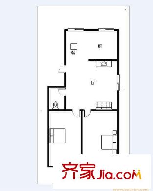 龍?zhí)堵沸^(qū)戶型圖2室戶型圖 2室1廳1衛(wèi)1廚
