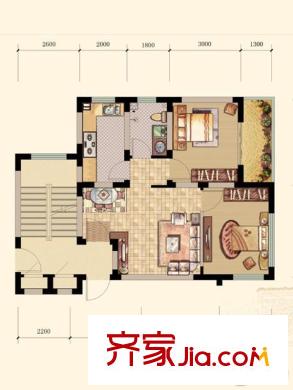 青島風(fēng)景戶型圖E戶型 2室1廳1衛(wèi)1廚