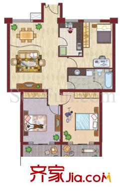 羅馬假日戶型圖戶型圖 3室 3室2廳1衛(wèi)1廚