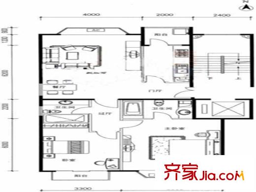 誠基百家湖小公館戶型圖戶型圖 2室 2室2廳2衛(wèi)1廚