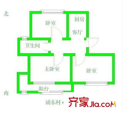 浦東村戶型圖戶型圖 3室 3室1廳1衛(wèi)1廚
