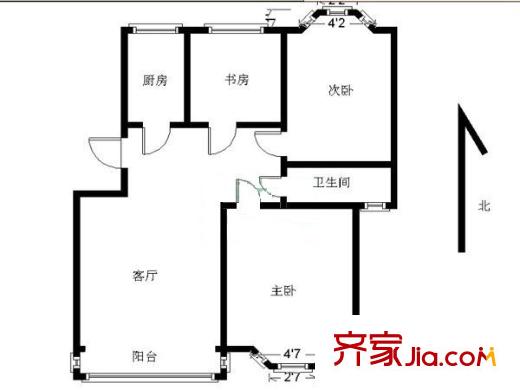 城開(kāi)怡家戶(hù)型圖戶(hù)型圖 3室 3室2廳1衛(wèi)1廚