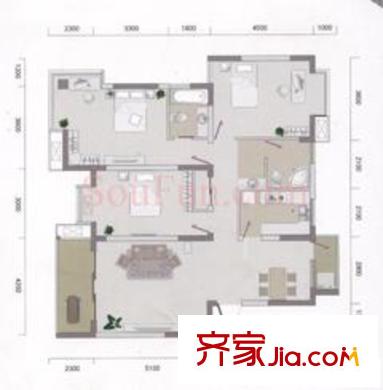 城開怡家戶型圖02、05棟A 3室2廳2衛(wèi)1廚