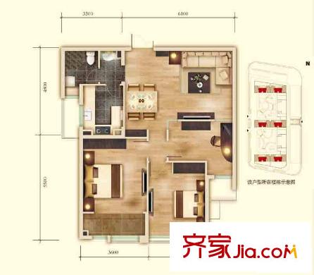 棲庭戶型圖戶型圖 2室 3室2廳1衛(wèi)