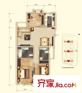 棲庭戶型圖戶型圖 3室 3室2廳2衛(wèi)
