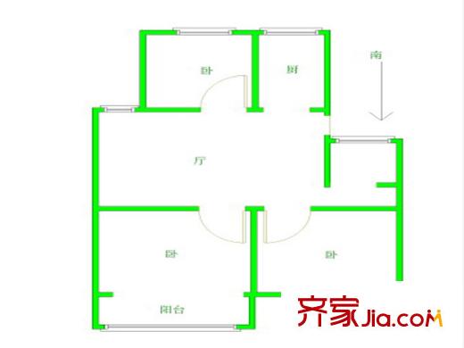繽紛家園戶型圖戶型圖 3室 3室1廳1衛(wèi)1廚