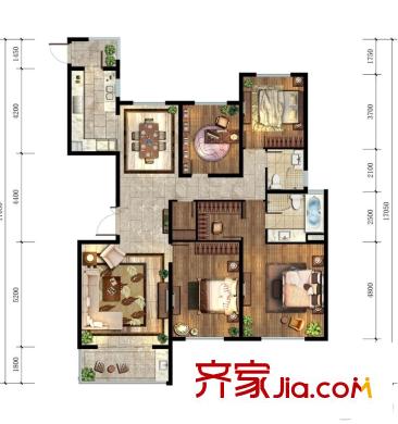 仁恒江灣城三期戶型圖戶型圖4室 