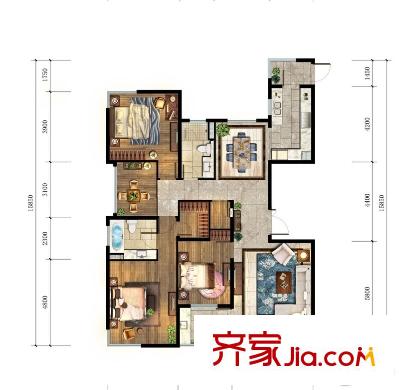 仁恒江灣城三期戶型圖戶型圖4室 