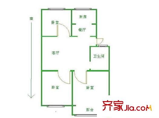 仁園戶型圖戶型圖  2室 2室2廳1衛(wèi)1廚