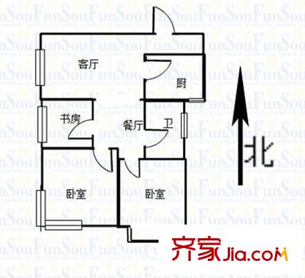 金陵王榭戶型圖戶型圖 3室 3室2廳1衛(wèi)1廚