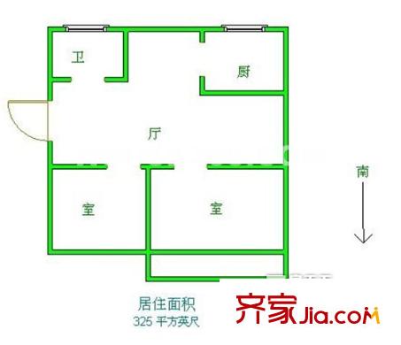 奧體新城翠杉園戶型圖戶型圖 2室 2室1廳1衛(wèi)1廚