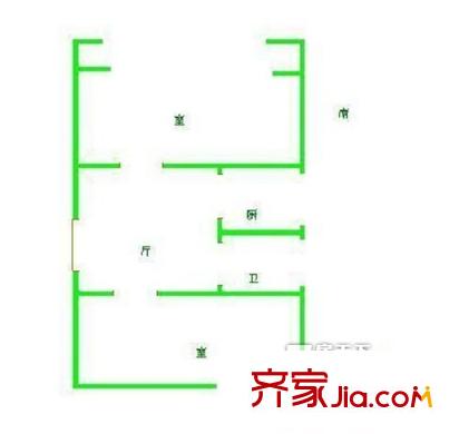 奧體新城翠杉園戶型圖戶型圖 2室 2室1廳1衛(wèi)1廚