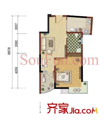 紫金銀座戶型圖戶型圖 1室 1室2廳1衛(wèi)