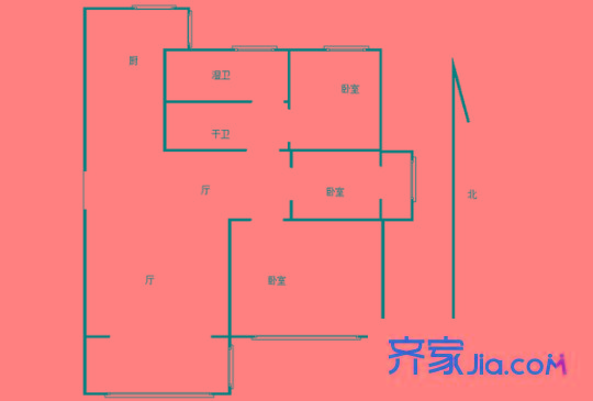 松林谷花園三期戶型圖戶型圖 3室 3室1廳1衛(wèi)1廚