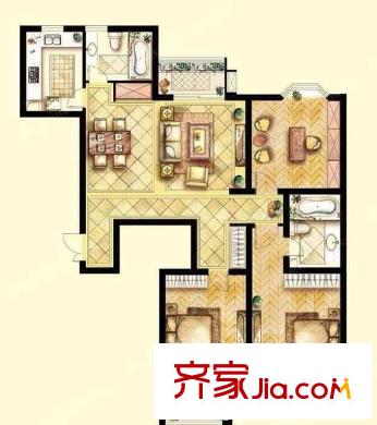 瀾郡戶型圖戶型圖 3室 3室2廳2衛(wèi)1廚