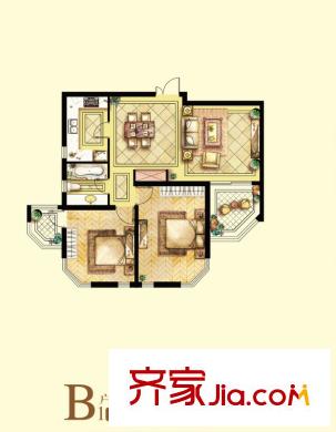 瀾郡戶型圖一期標(biāo)準(zhǔn)層B1戶型 2室2廳1衛(wèi)1廚