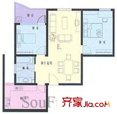 紫金名門戶型圖戶型圖 2室 2室2廳1衛(wèi)1廚