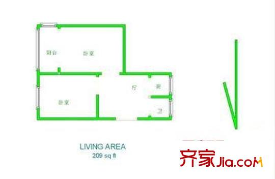 西柏果園戶型圖戶型圖 2室 2室1廳1衛(wèi)1廚