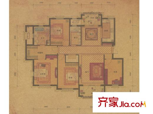 綠城理想之城御園戶型圖C4 4室2廳2衛(wèi)1廚