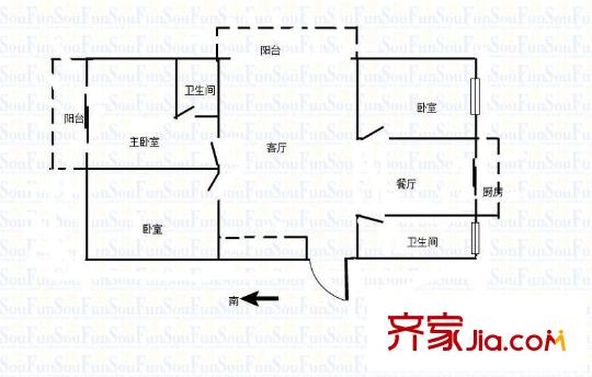 正泰花苑戶型圖戶型圖 3室 3室2廳2衛(wèi)1廚