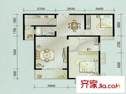 商苑新村戶型圖戶型圖 3室 3室2廳1衛(wèi)1廚