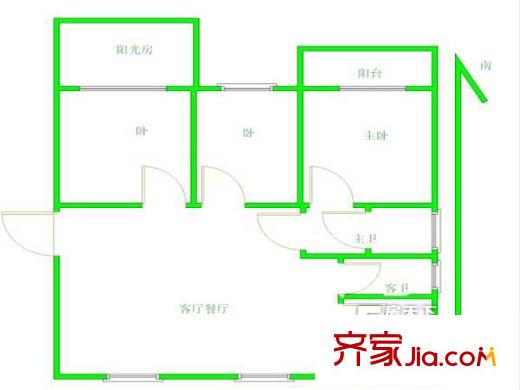 商苑新村戶型圖戶型圖 3室 3室2廳2衛(wèi)1廚
