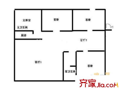 南秀村戶型圖戶型圖 4室 4室2廳1衛(wèi)1廚