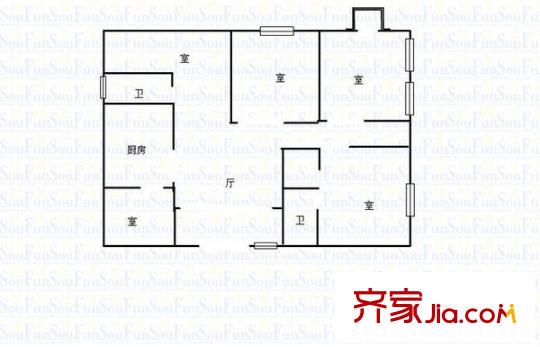 東方名苑戶型圖戶型圖 3室 3室2廳4衛(wèi)1廚