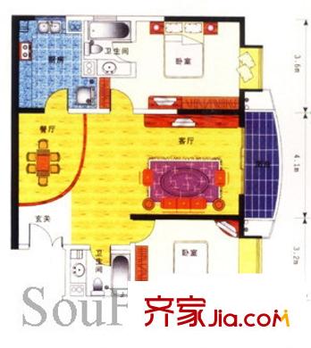 東方名苑戶型圖戶型圖 2室 2室2廳