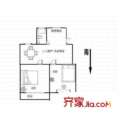 馬臺(tái)街住宅戶型圖戶型圖 2室  2室2廳1衛(wèi)1廚