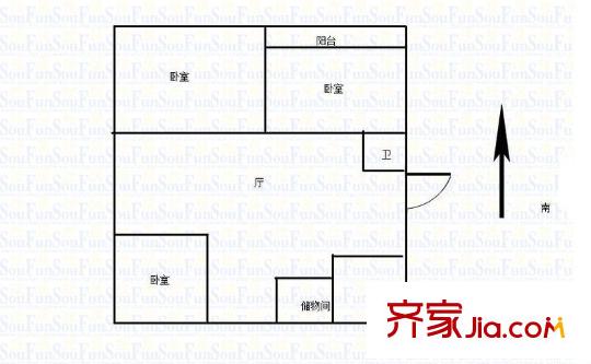 馬臺街住宅戶型圖戶型圖 3室 3室2廳1衛(wèi)1廚