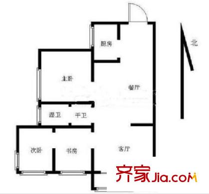名仕嘉園戶型圖戶型圖 3室 3室1廳1衛(wèi)1廚