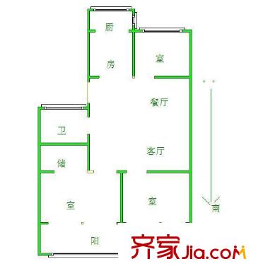 洪廟一巷住宅戶(hù)型圖戶(hù)型圖 3室 3室2廳1衛(wèi)1廚