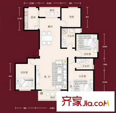 新華錦鴻仕雅居戶型圖 戶型圖  3室2廳1衛(wèi)1廚