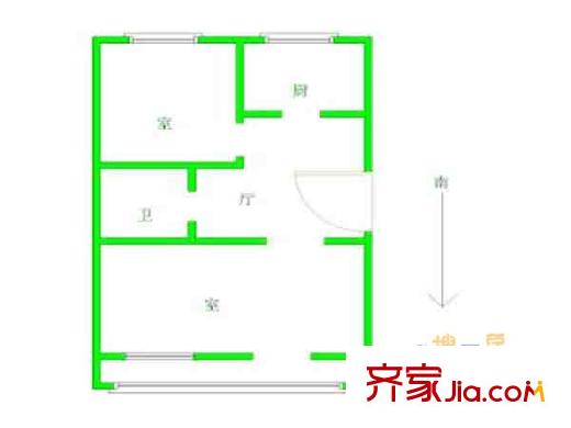 時花公寓戶型圖戶型圖 2室 2室1廳1衛(wèi)1廚